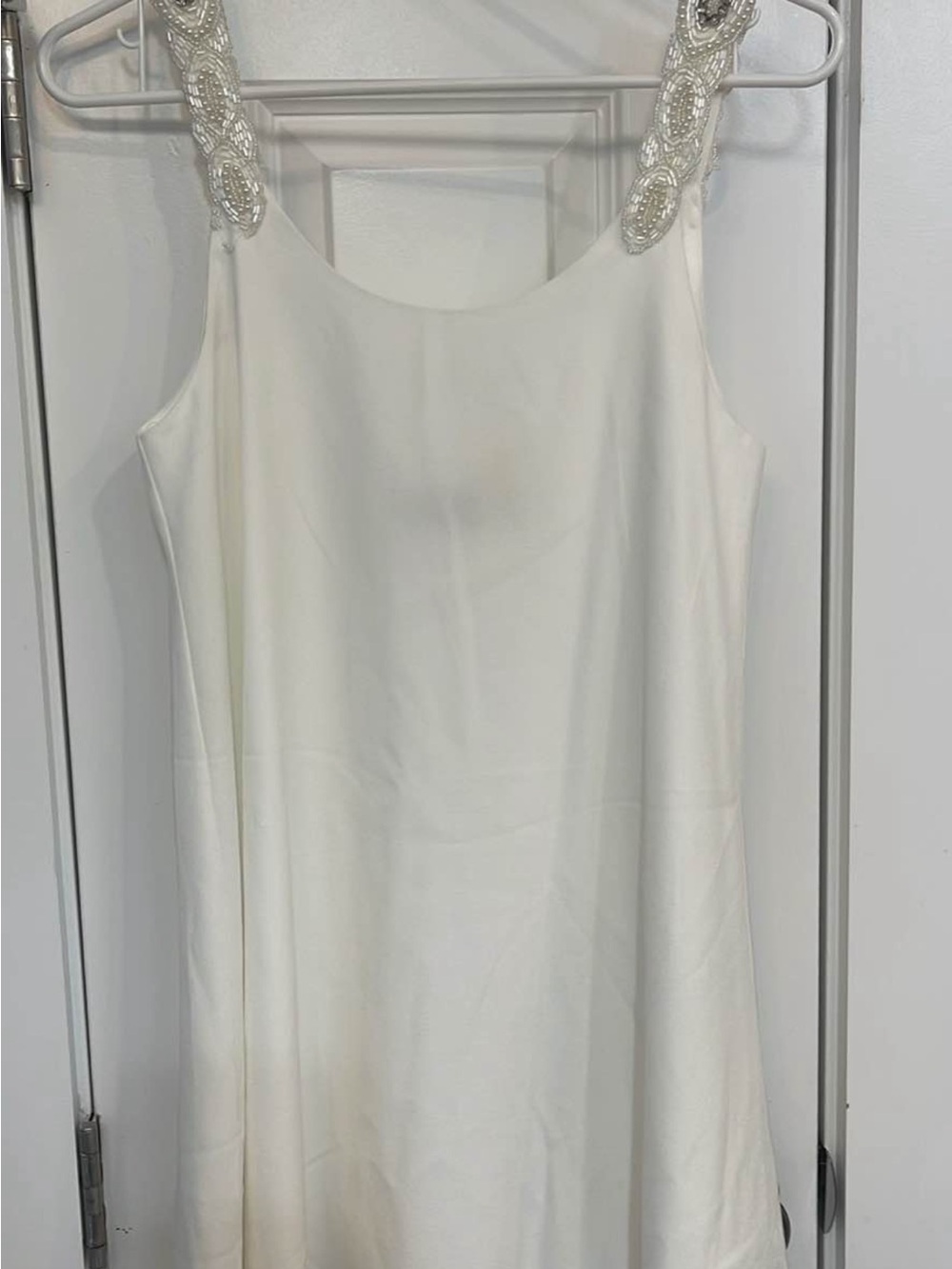 Lulu's White Mini Dress with Beaded Straps